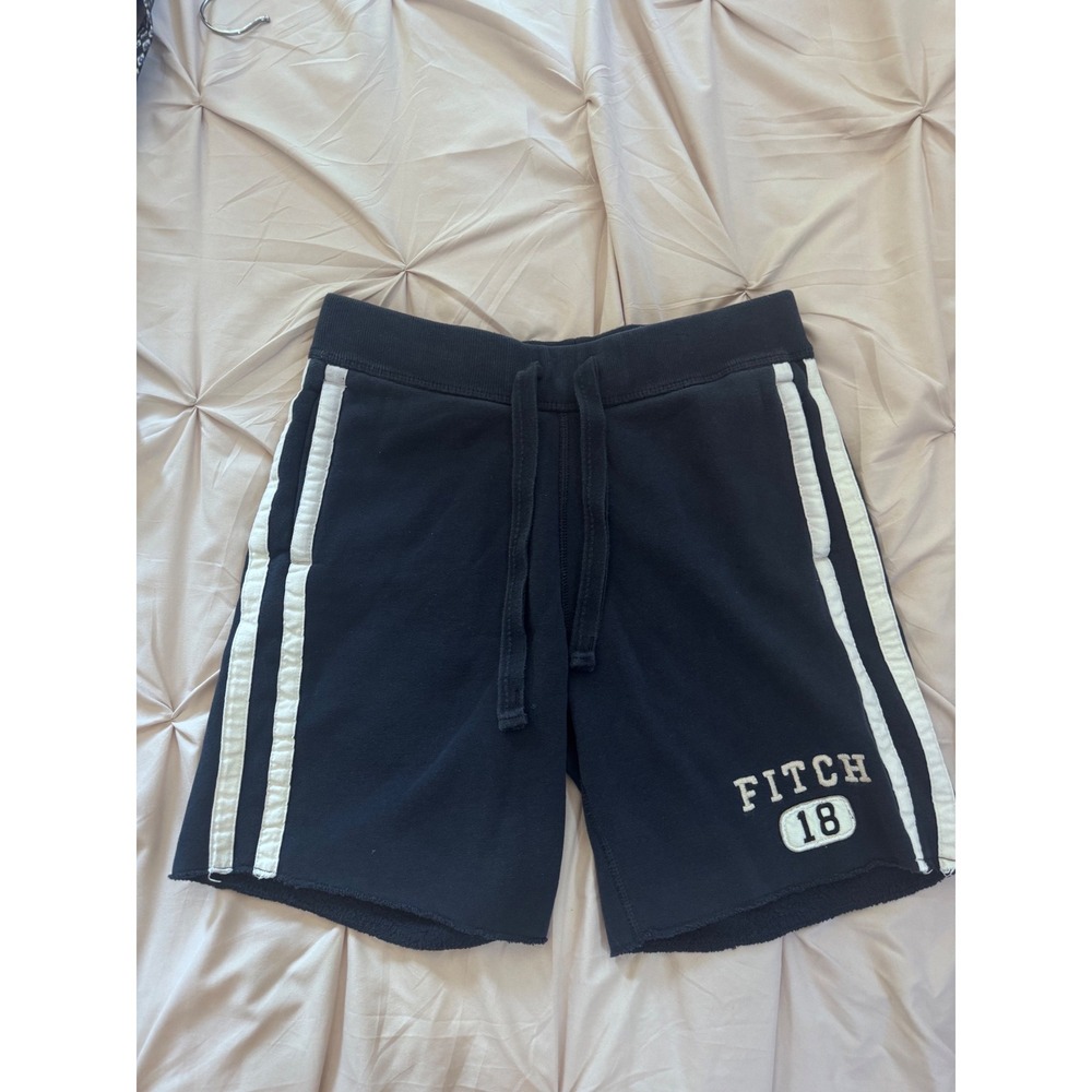 Abercrombie & Fitch Navy Blue Y2K Varsity Sweat Shorts Side Stripe Small